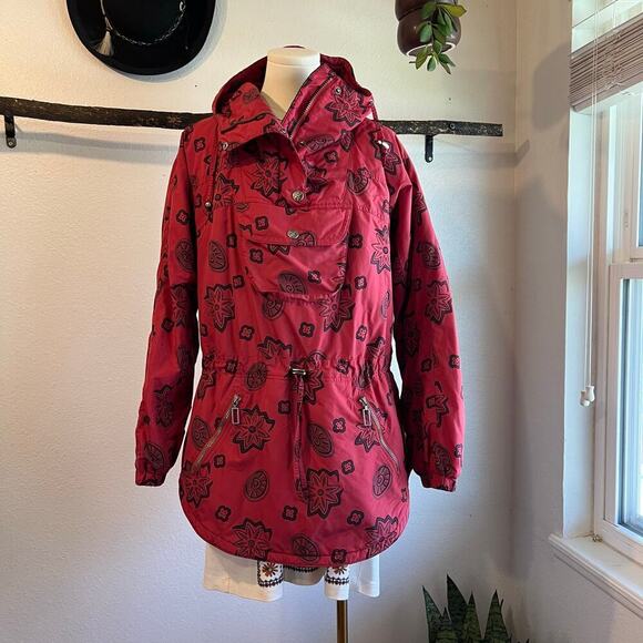 L.L.Bean Water Resistant Printed Pullover Hooded Utility Jacket Size Large - Picture 1 of 14